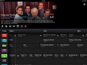 TV Guide app on iPad