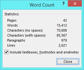 Word's Word Count dialog