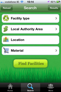 Searching for recycling facilities with the Recyclemore app