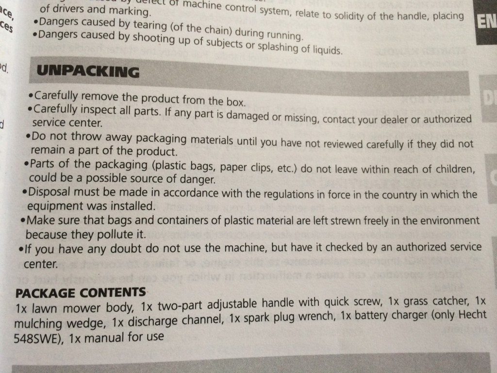 Lawnmower Instructions - Advocating Littering
